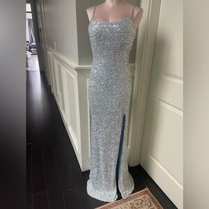 Sparkly Light Blue Betsy & Adam Prom/Formal Dress